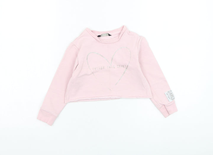 George Girls Pink  Cotton Pullover Sweatshirt Size 4-5 Years  Pullover - Follow your heart