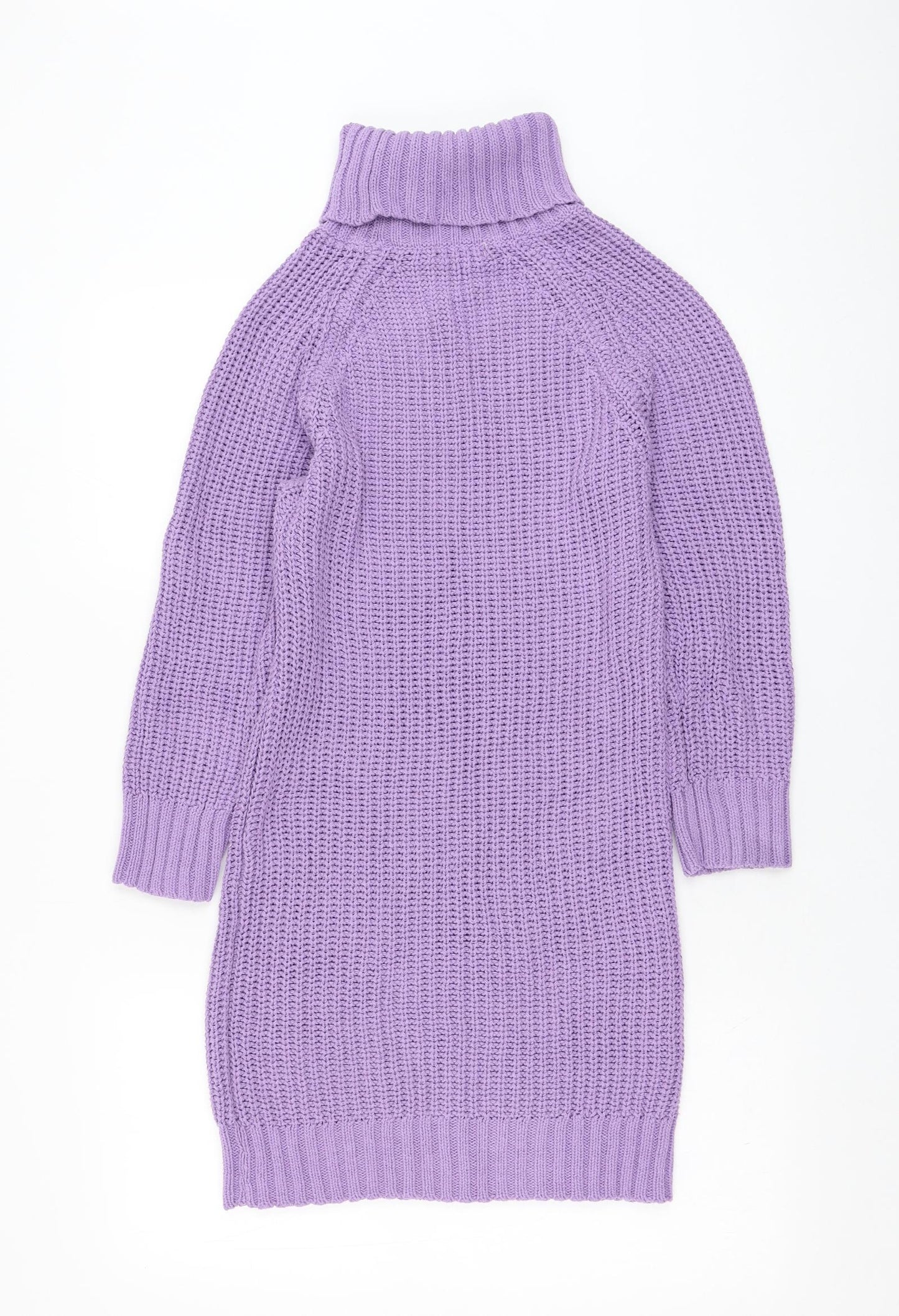 Boohoo Womens Purple Roll Neck  Cotton Pullover Jumper Size 16