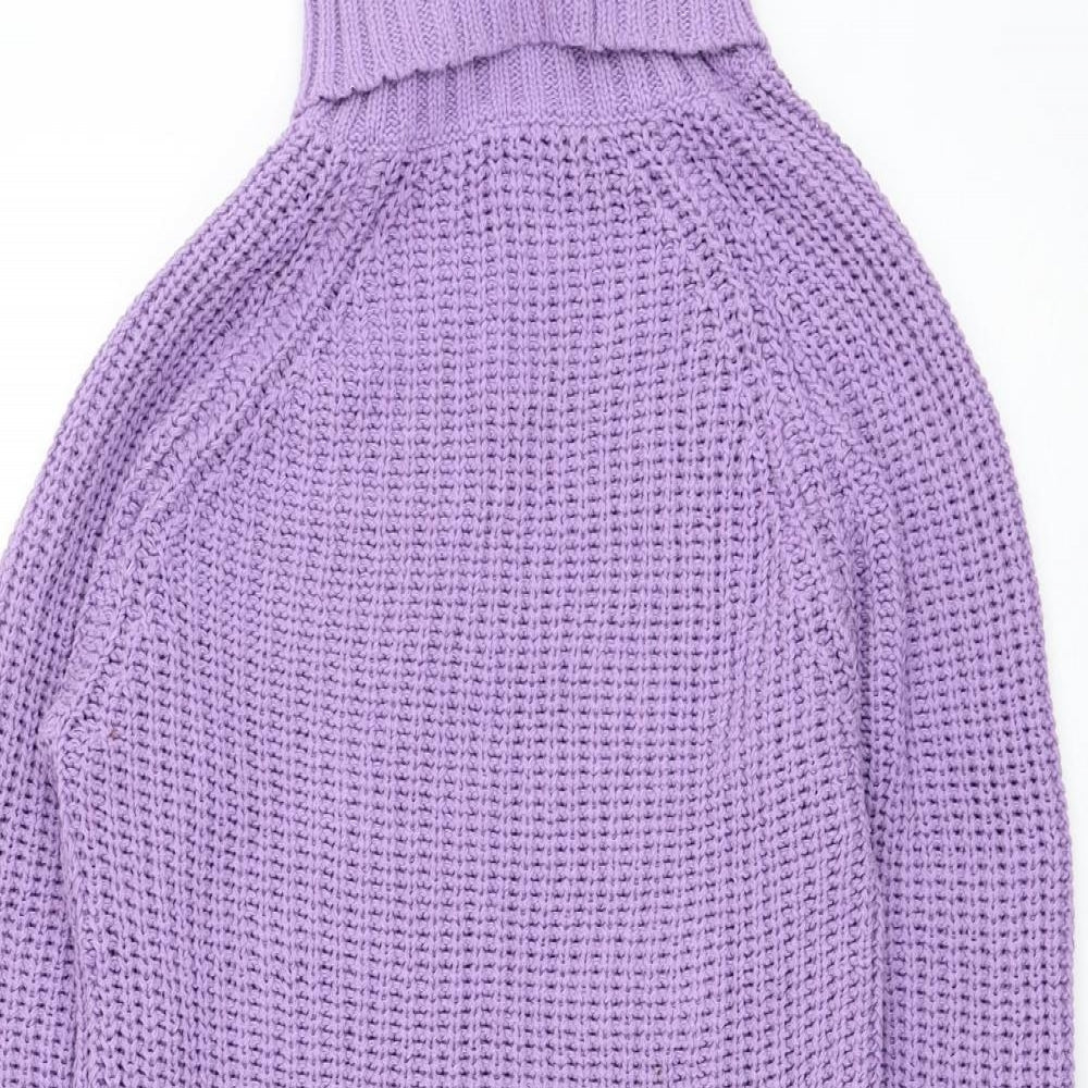Boohoo Womens Purple Roll Neck  Cotton Pullover Jumper Size 16