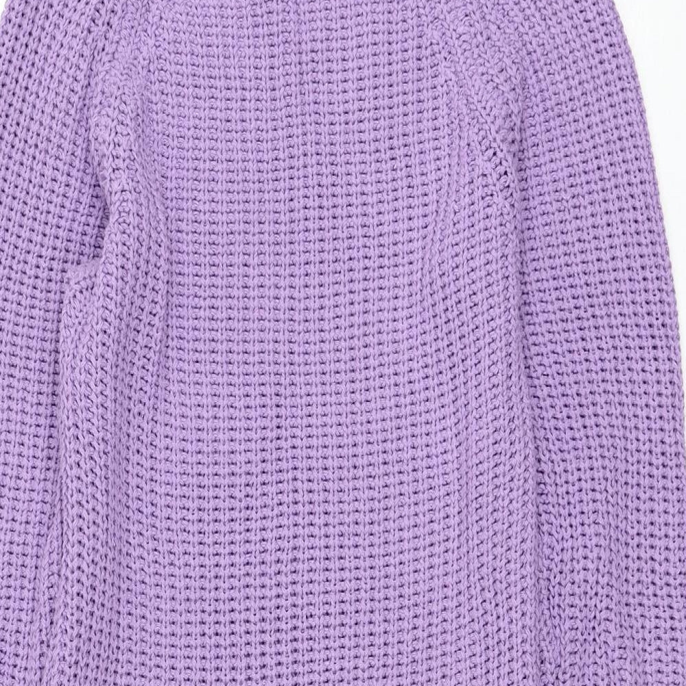 Boohoo Womens Purple Roll Neck  Cotton Pullover Jumper Size 16