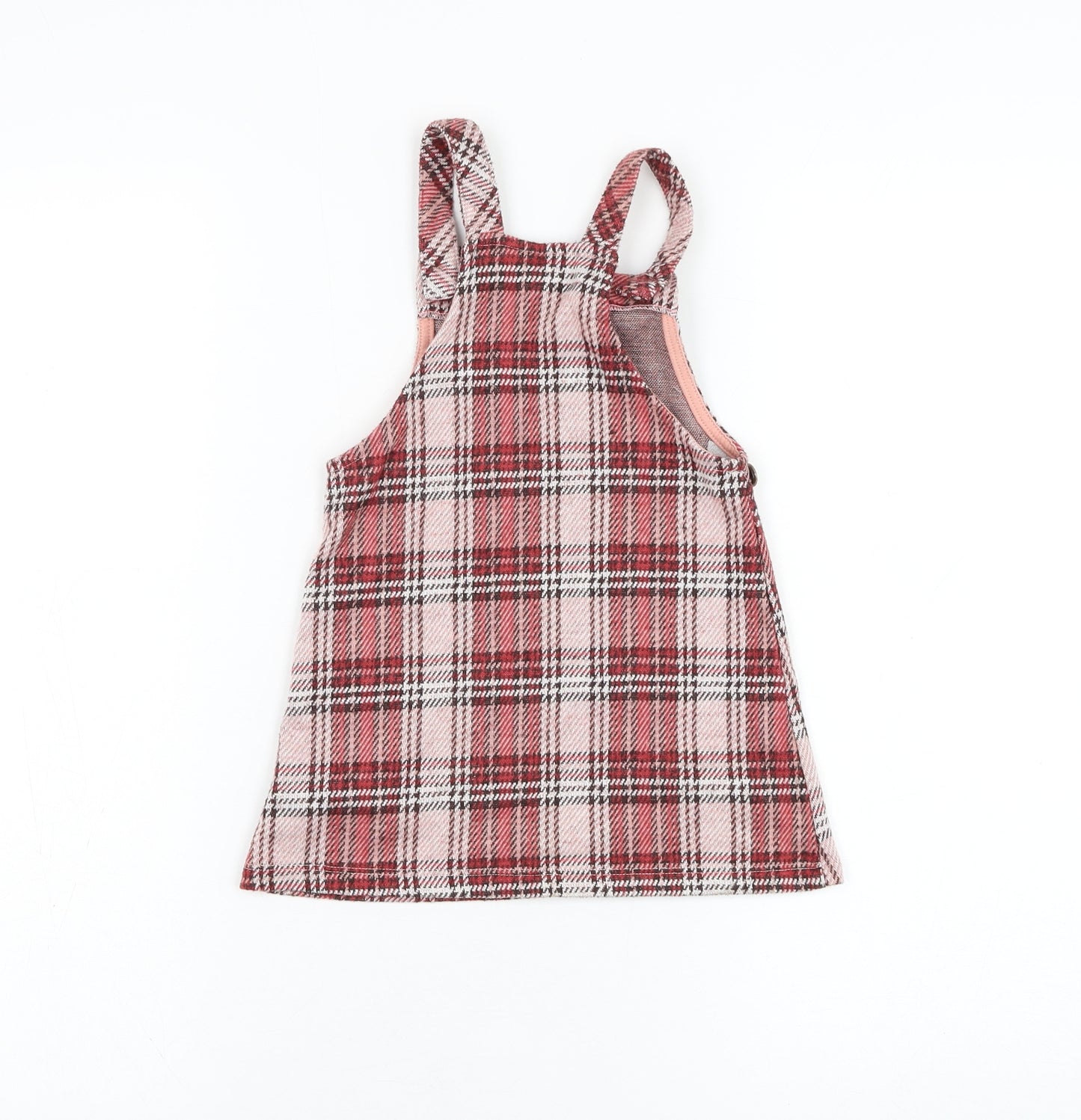 F&F Girls Red Check Polyester A-Line  Size 18-24 Months  Square Neck Button