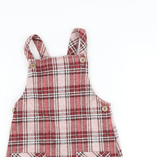 F&F Girls Red Check Polyester A-Line  Size 18-24 Months  Square Neck Button