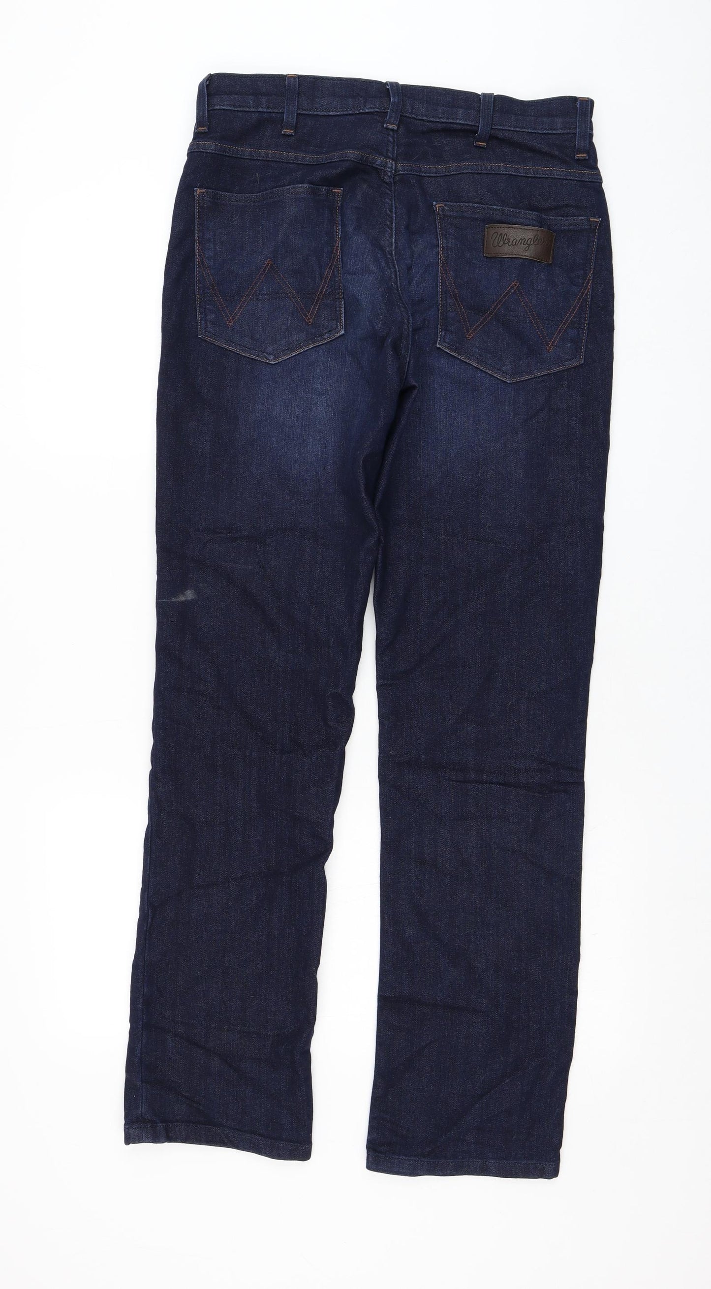 Wrangler Mens Blue  Cotton Bootcut Jeans Size 32 in L32 in Regular Zip