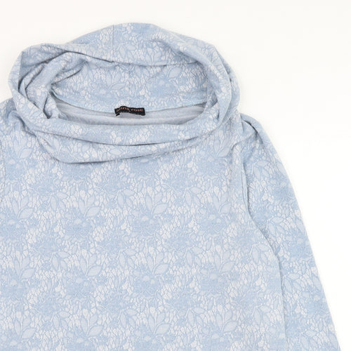 Anna Rose Womens Blue Roll Neck Floral Polyester Pullover Jumper Size L