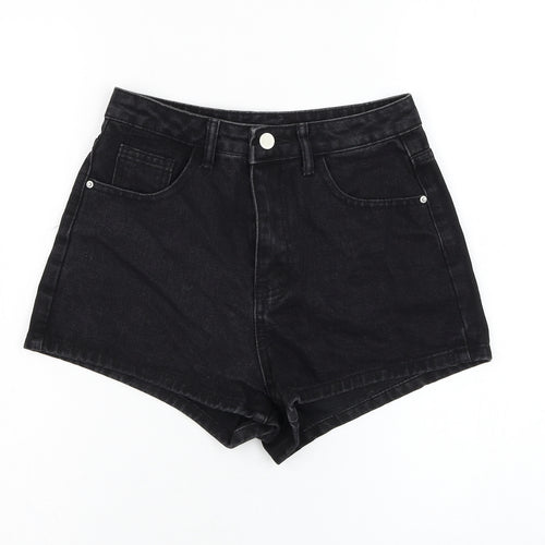 SheIn Womens Black  Cotton Hot Pants Shorts Size XS  Regular Zip - Flame