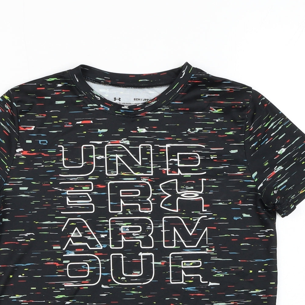 Under armour Boys Black  Polyester Basic T-Shirt Size 7 Years Round Neck Pullover