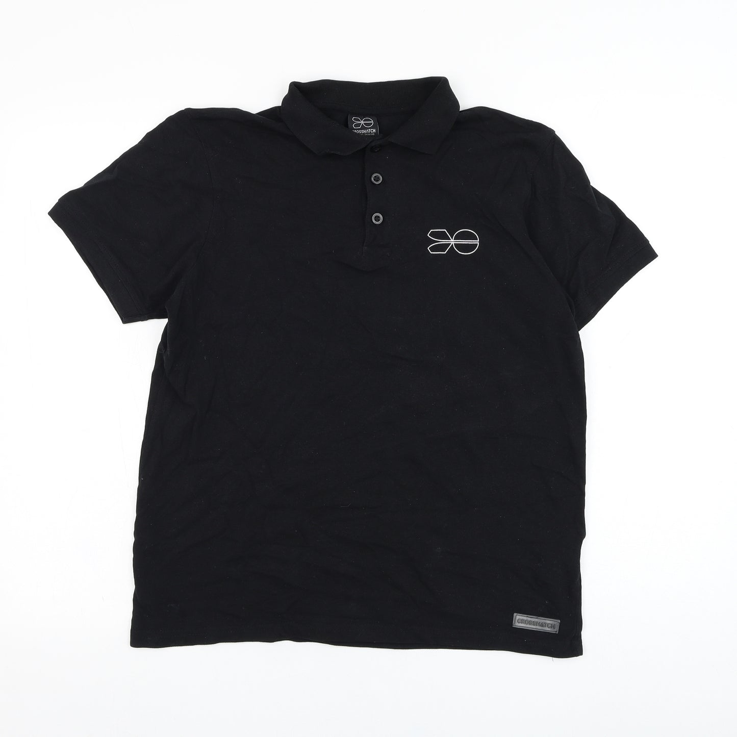 Crosshatch Mens Black  Cotton  Polo Size S Collared Pullover