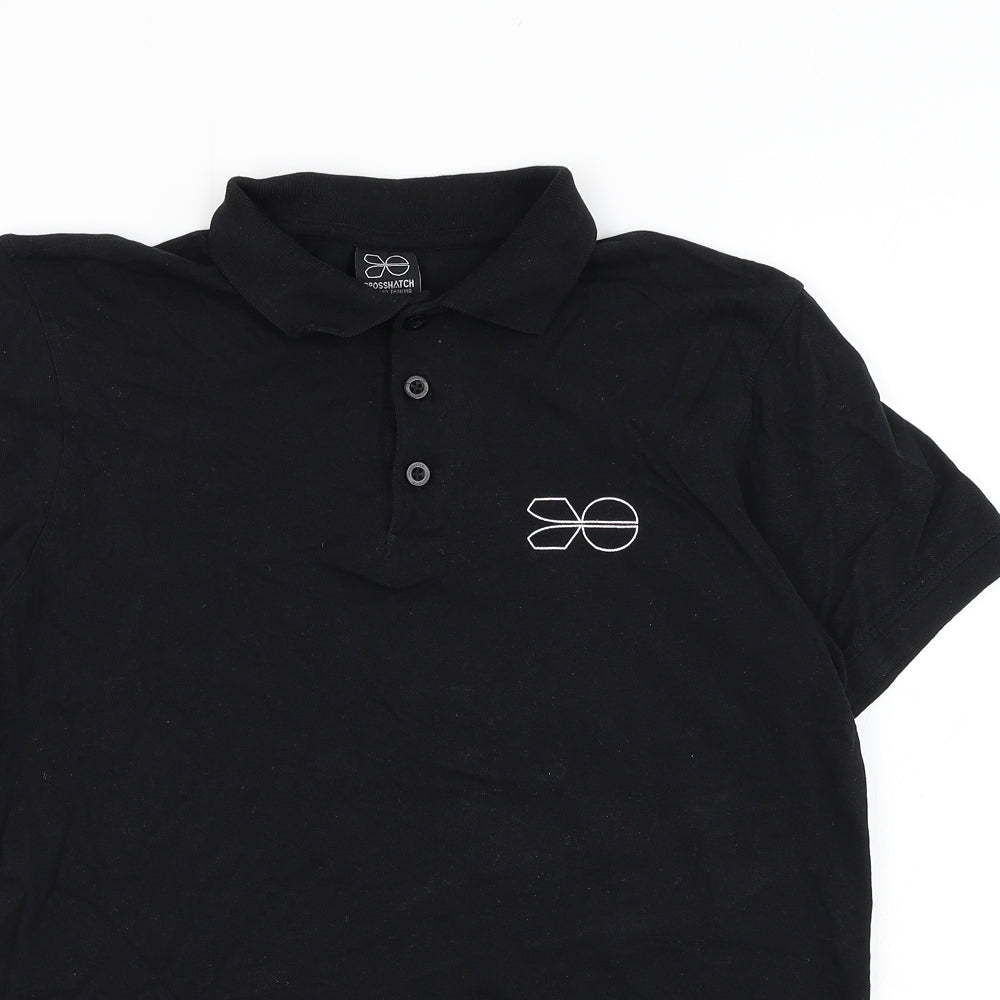 Crosshatch Mens Black  Cotton  Polo Size S Collared Pullover