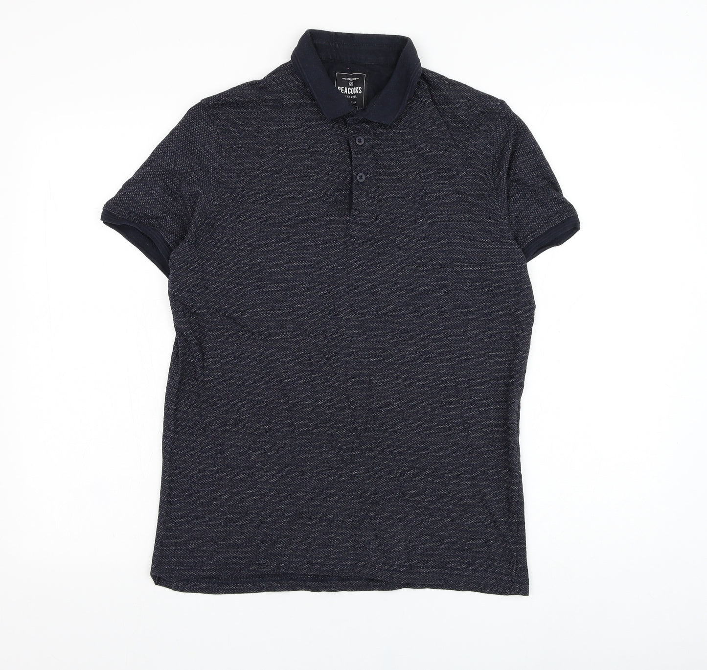 Peacocks Mens Blue  Cotton  Polo Size S Collared Pullover
