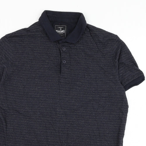 Peacocks Mens Blue  Cotton  Polo Size S Collared Pullover