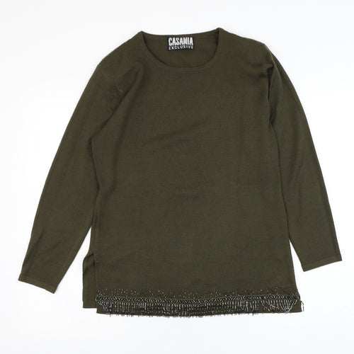 Casamia Exclusive Womens Green Round Neck  Acrylic Pullover Jumper Size M