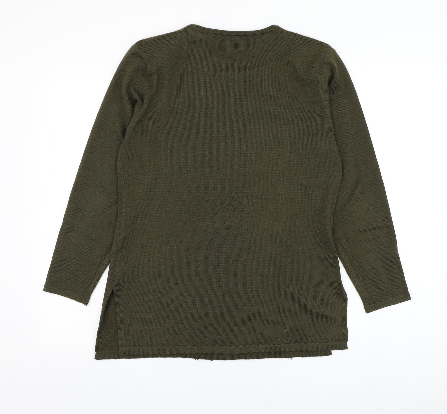 Casamia Exclusive Womens Green Round Neck  Acrylic Pullover Jumper Size M