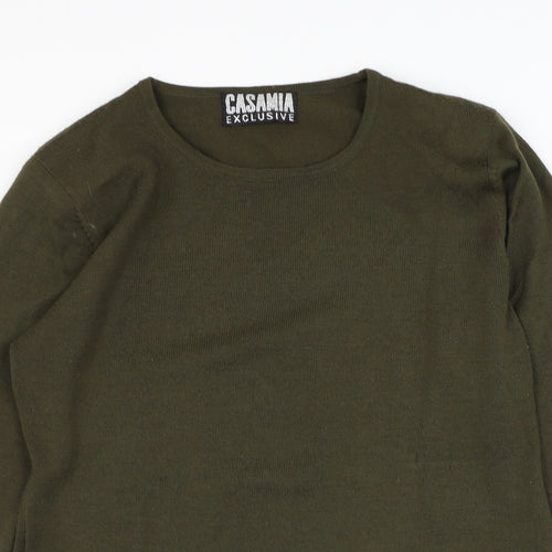 Casamia Exclusive Womens Green Round Neck  Acrylic Pullover Jumper Size M