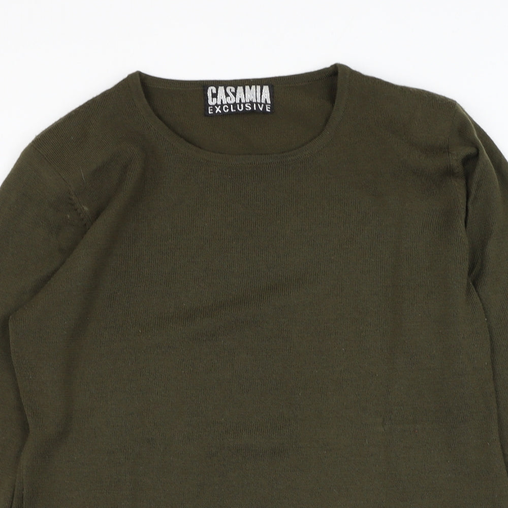 Casamia Exclusive Womens Green Round Neck  Acrylic Pullover Jumper Size M