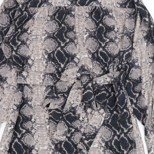 Topshop Womens Purple Animal Print Polyester Basic Blouse Size 10 V-Neck