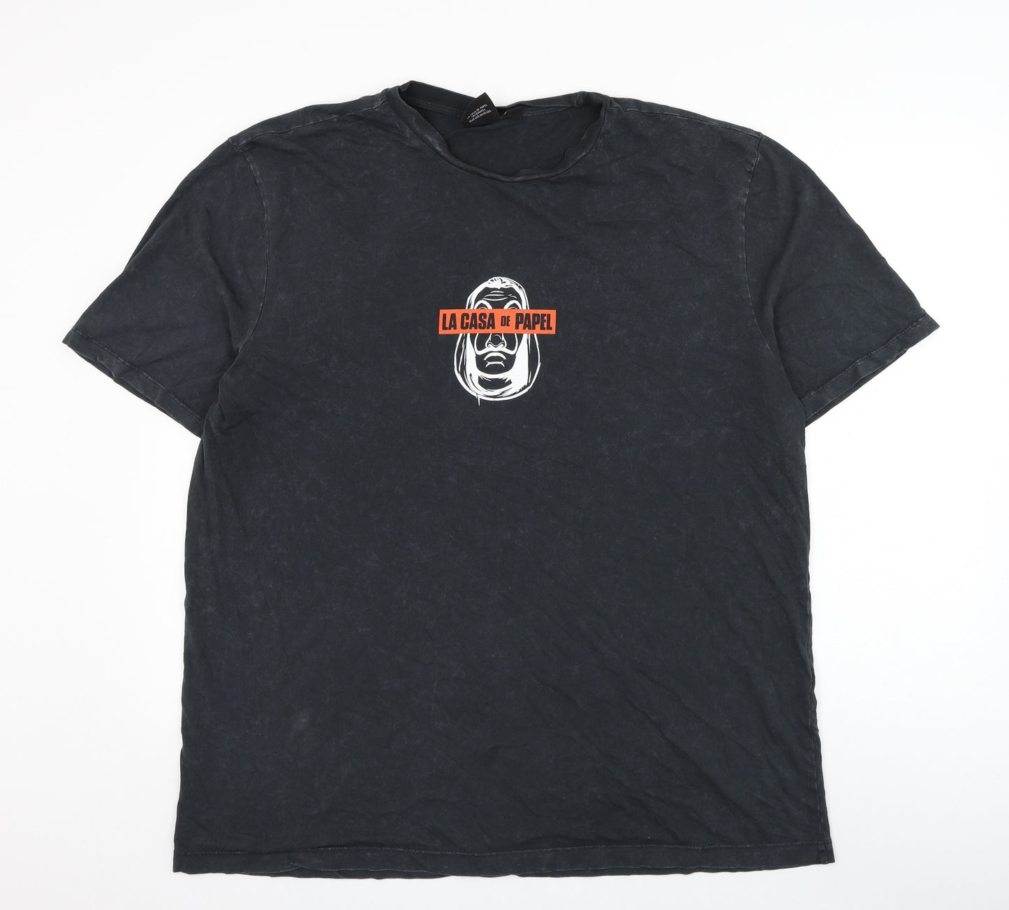 Primark Mens Grey  Cotton  T-Shirt Size 2XL Round Neck  - Money Heist, La casa de papel