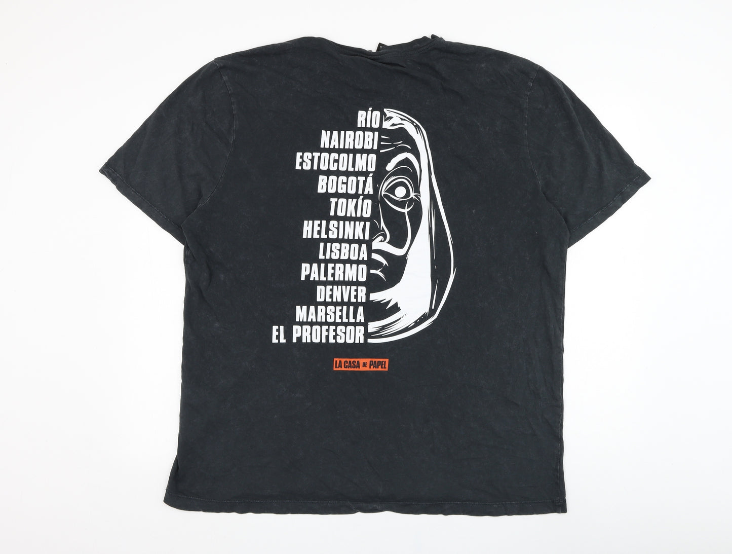 Primark Mens Grey  Cotton  T-Shirt Size 2XL Round Neck  - Money Heist, La casa de papel