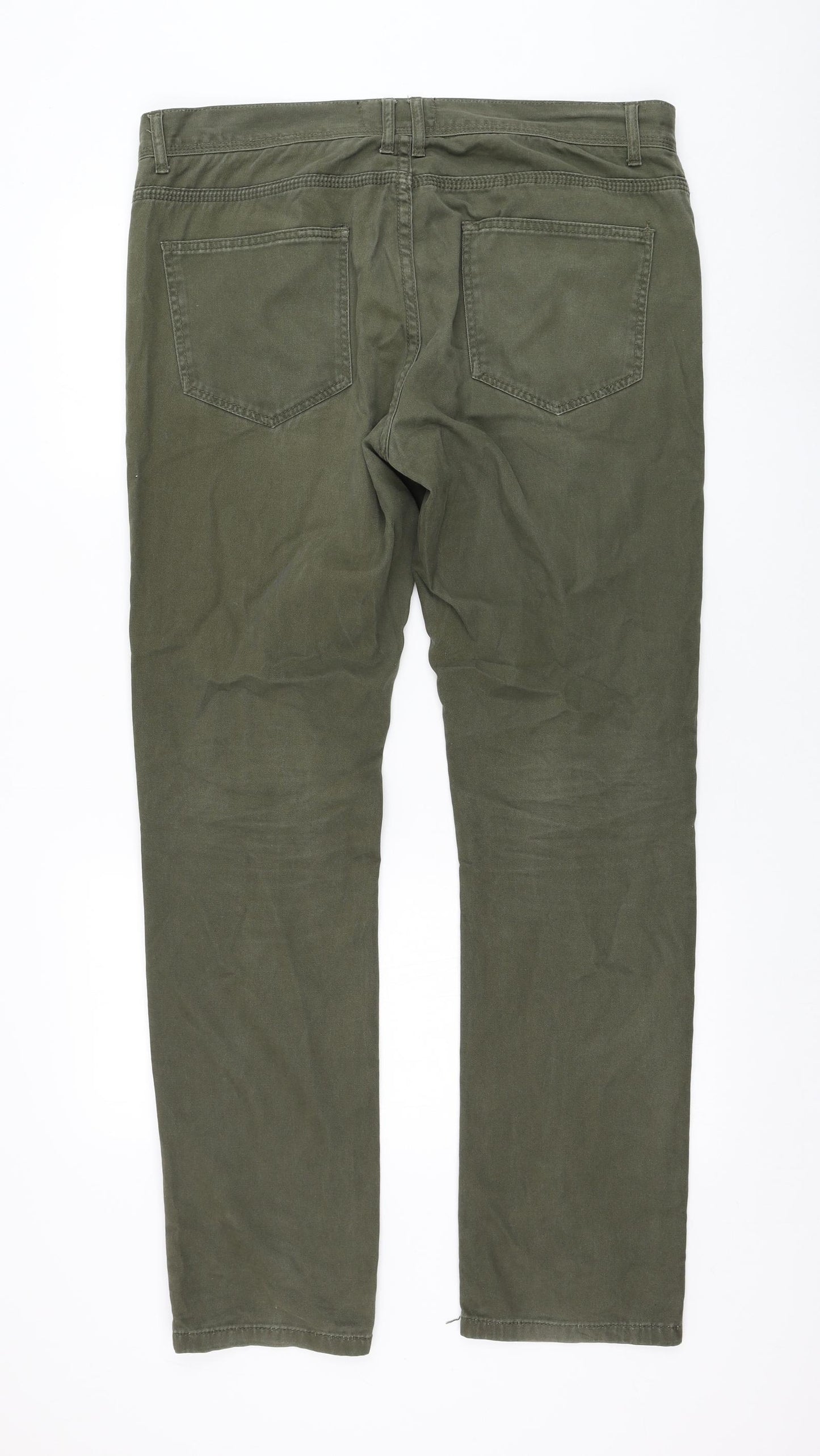 21 MEN Mens Green  Cotton Chino Trousers Size 38 in L32 in Regular Zip