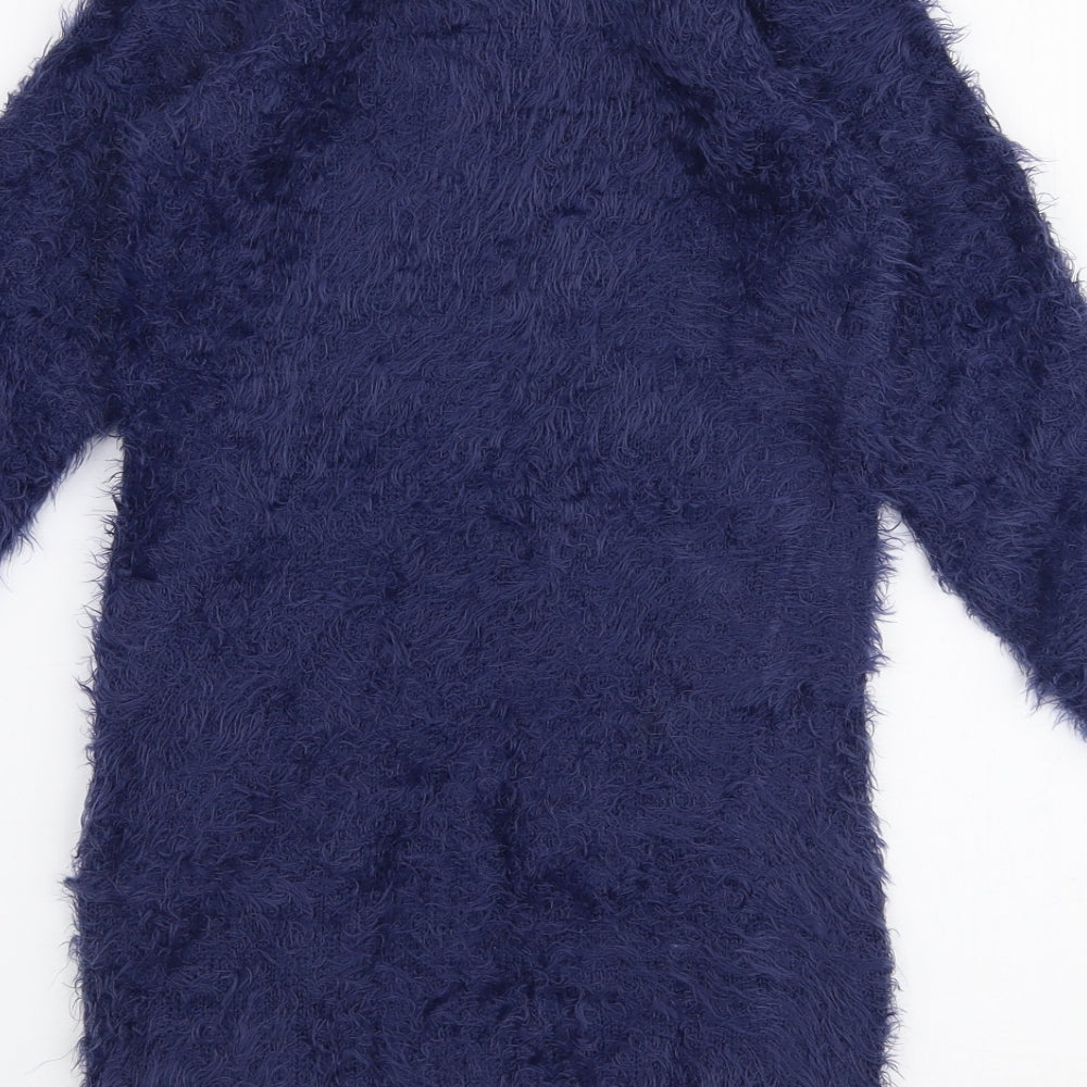 Barbie Girls Blue Round Neck  Nylon Pullover Jumper Size 7-8 Years  Pullover
