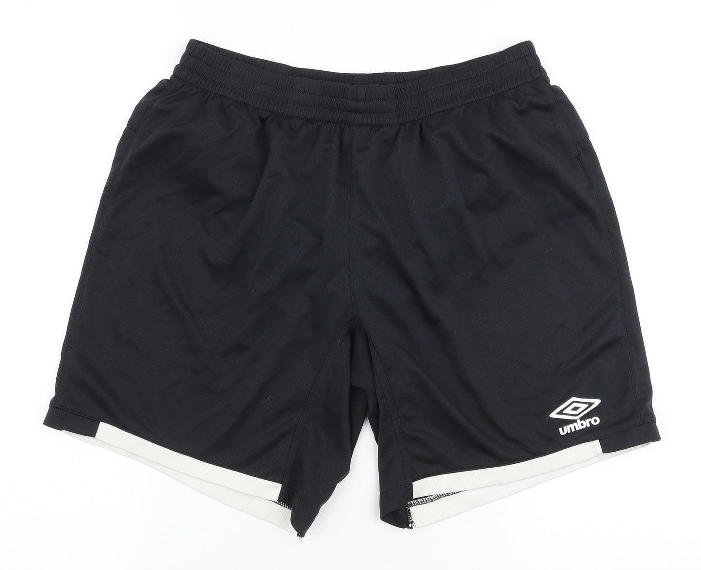 Umbro Mens Black  Polyester Sweat Shorts Size L L8 in Regular Drawstring