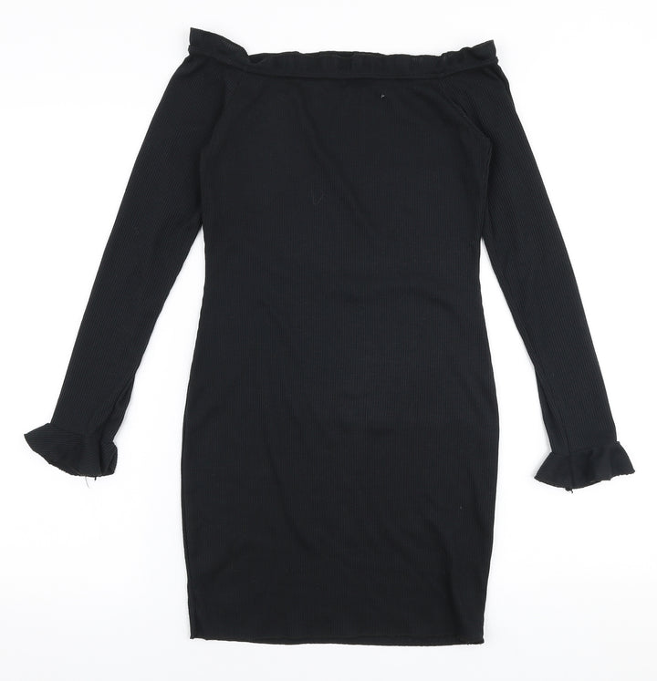 Edge Street Womens Black Polyester Bodycon Size 8 Off the Shoulder Pullover