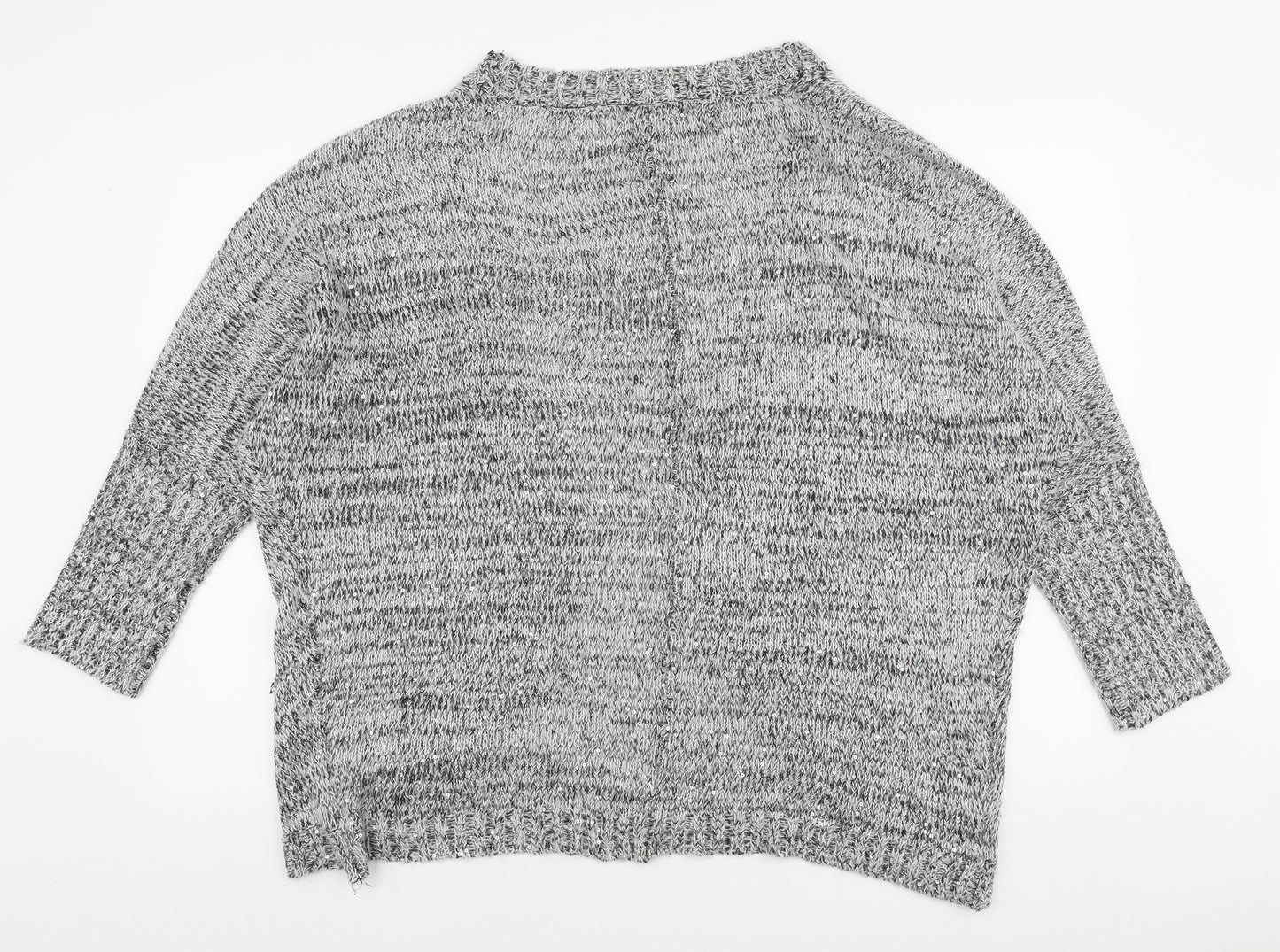 Atmosphere Womens Grey V-Neck  Polyester Cardigan Jumper Size M