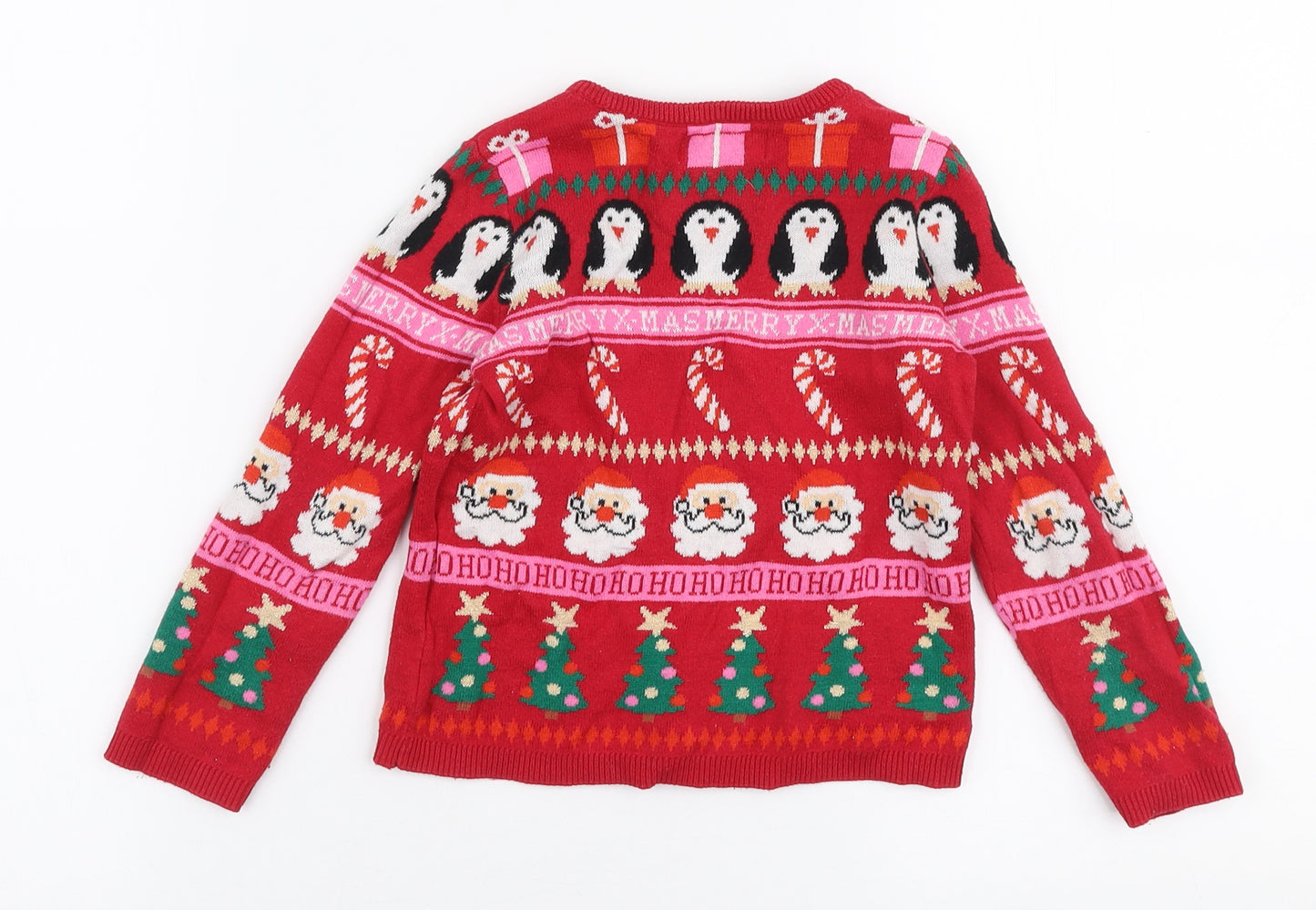 H&M Girls Multicoloured Round Neck  100% Cotton Pullover Jumper Size 3-4 Years  Pullover - Christmas