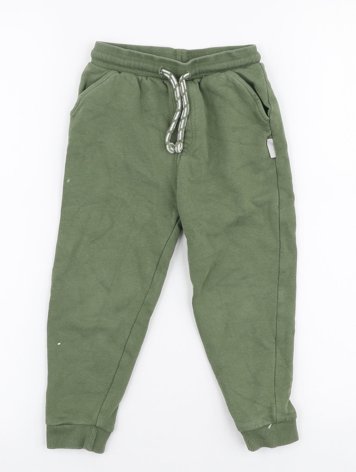 George Boys Green  Cotton Jogger Trousers Size 3-4 Years  Slim Drawstring