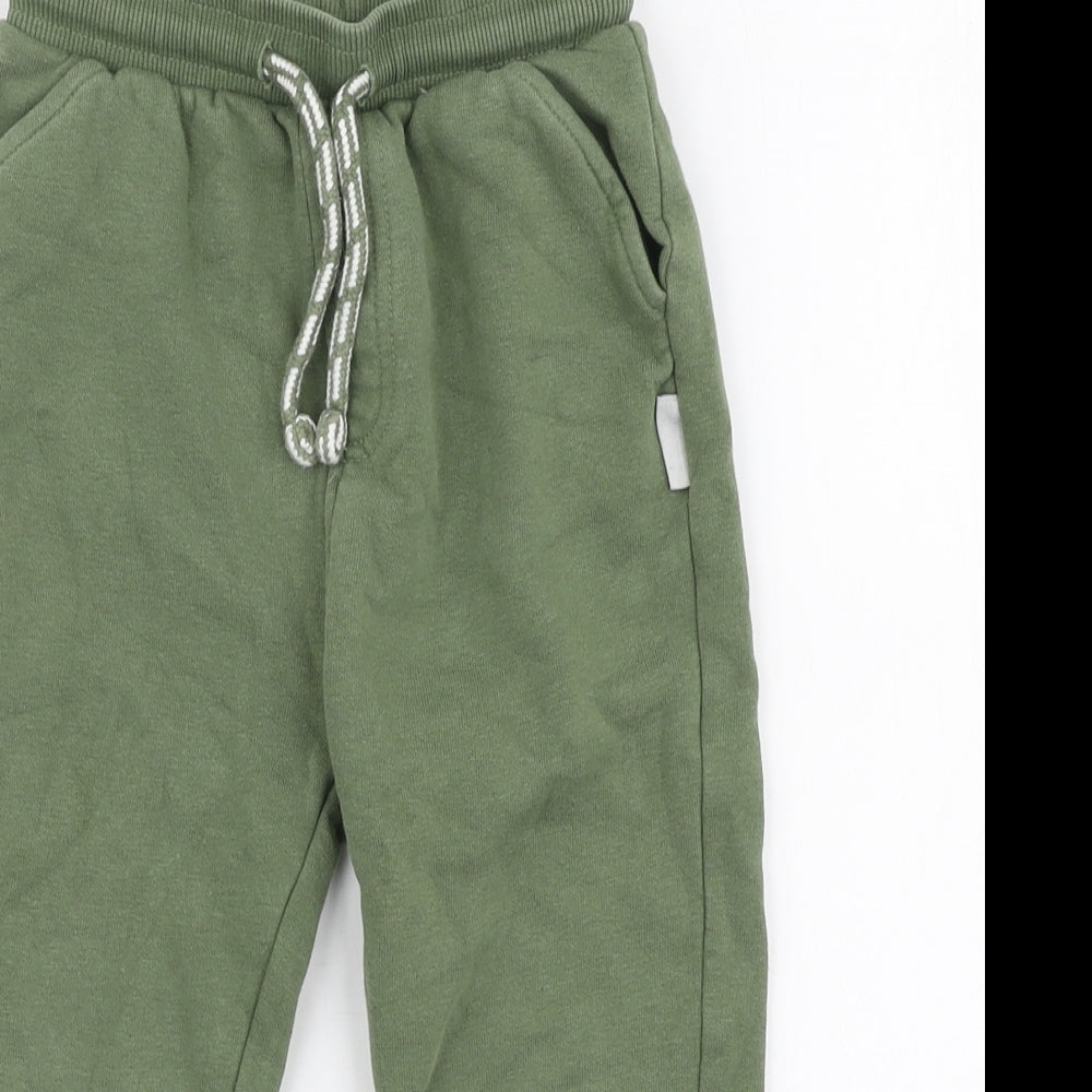 George Boys Green  Cotton Jogger Trousers Size 3-4 Years  Slim Drawstring