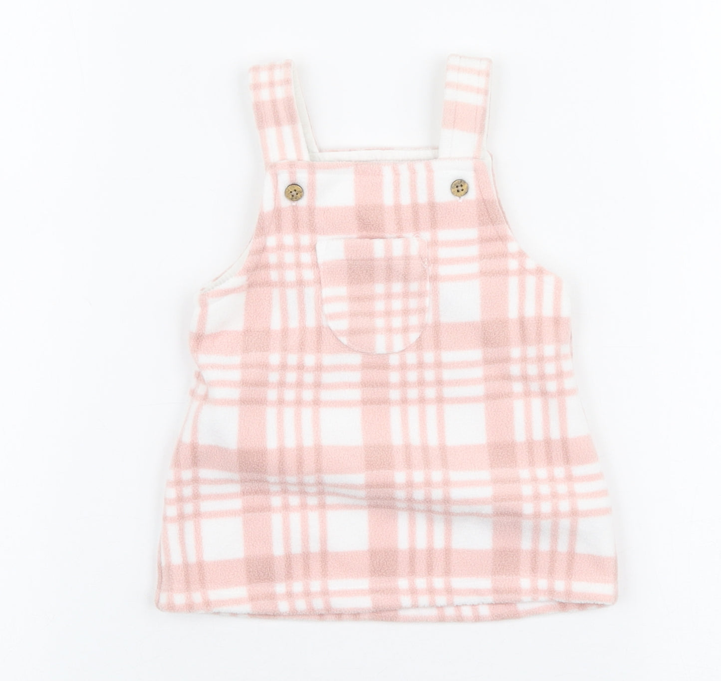 George Girls Pink Plaid Polyester A-Line  Size 0-3 Months  High Neck Button