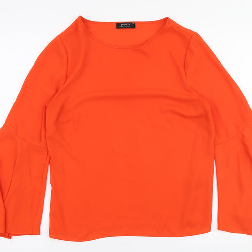 Papaya Womens Orange  Polyester Basic Blouse Size 10 Round Neck