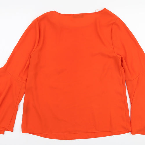 Papaya Womens Orange  Polyester Basic Blouse Size 10 Round Neck