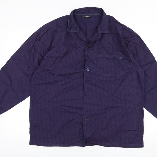 Dunnes Stores Mens Purple Geometric Cotton  Button-Up Size L Collared Button