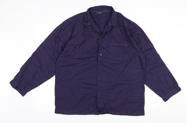 Dunnes Stores Mens Purple Geometric Cotton Button-Up Size L Collared Button