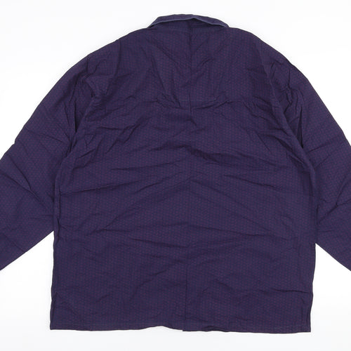 Dunnes Stores Mens Purple Geometric Cotton  Button-Up Size L Collared Button