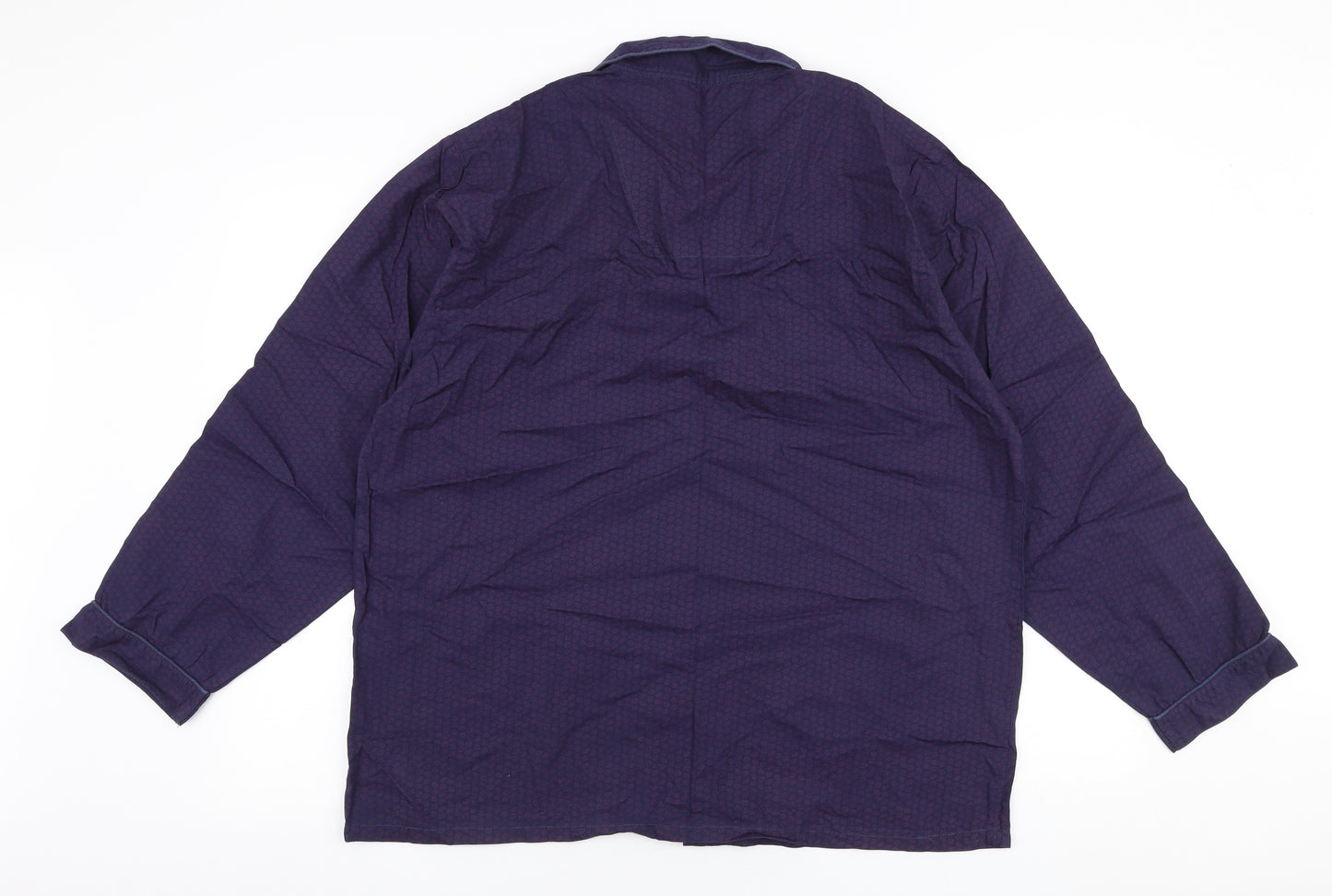 Dunnes Stores Mens Purple Geometric Cotton  Button-Up Size L Collared Button