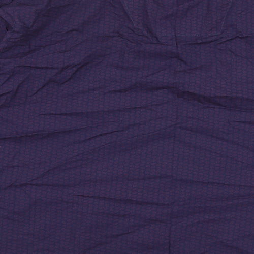 Dunnes Stores Mens Purple Geometric Cotton  Button-Up Size L Collared Button