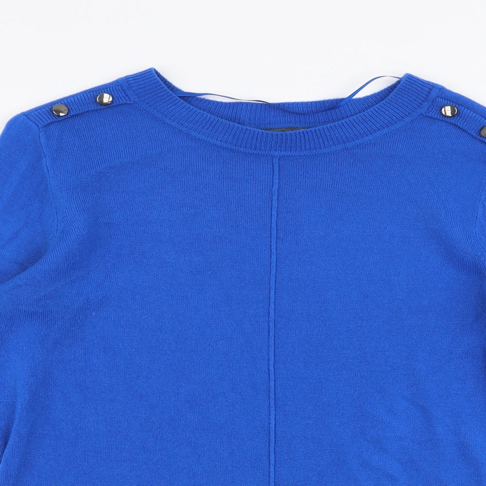 Primark Womens Blue Round Neck  Acrylic Pullover Jumper Size XS