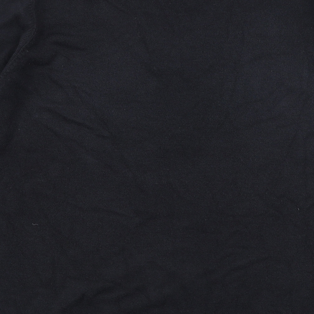 Preworn Womens Black V-Neck  Polyester Pullover Jumper Size L