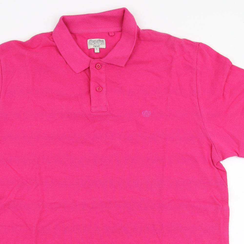 NEXT Mens Pink  Cotton  Polo Size XL Collared Button