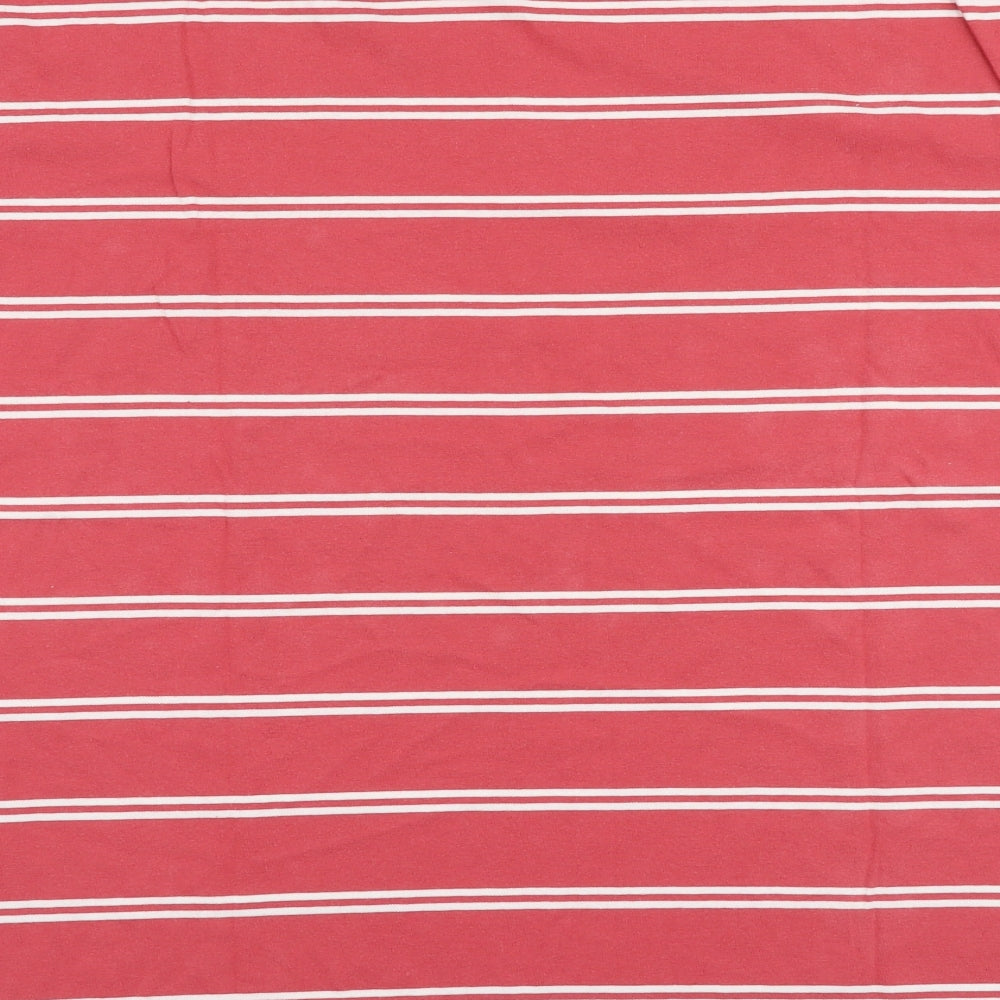 Tommy Hilfiger Mens Pink Striped Polyester  T-Shirt Size L Round Neck
