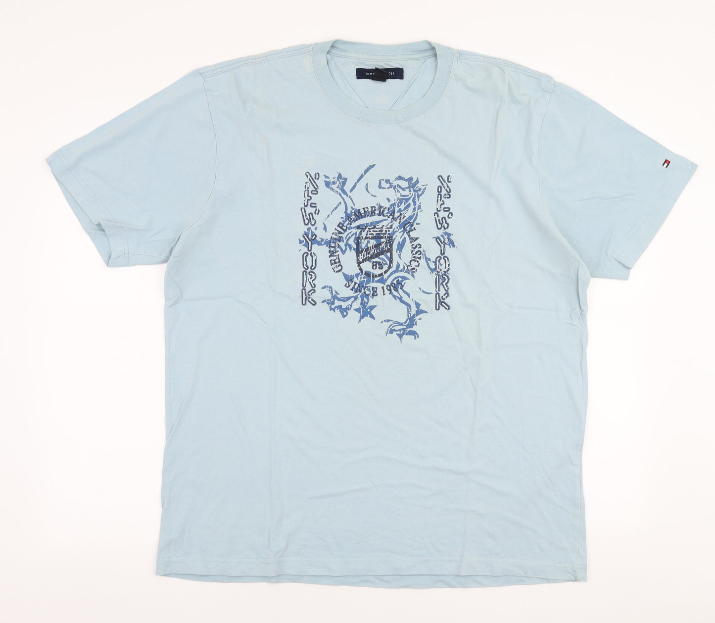 Tommy Hilfiger Mens Blue  Polyester  T-Shirt Size L Round Neck