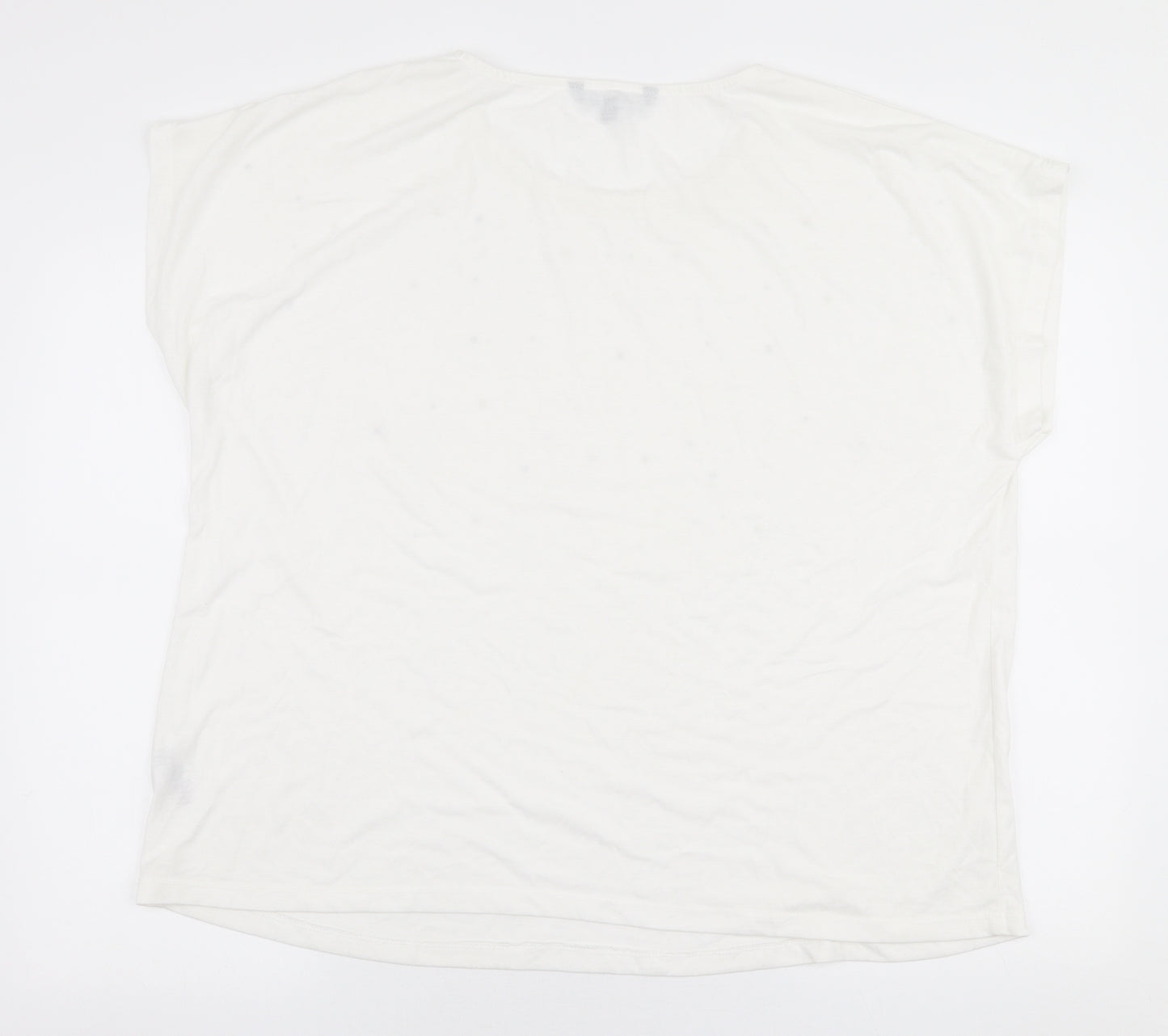 Bonmarche Womens White  Polyester Jersey T-Shirt Size 24 Round Neck