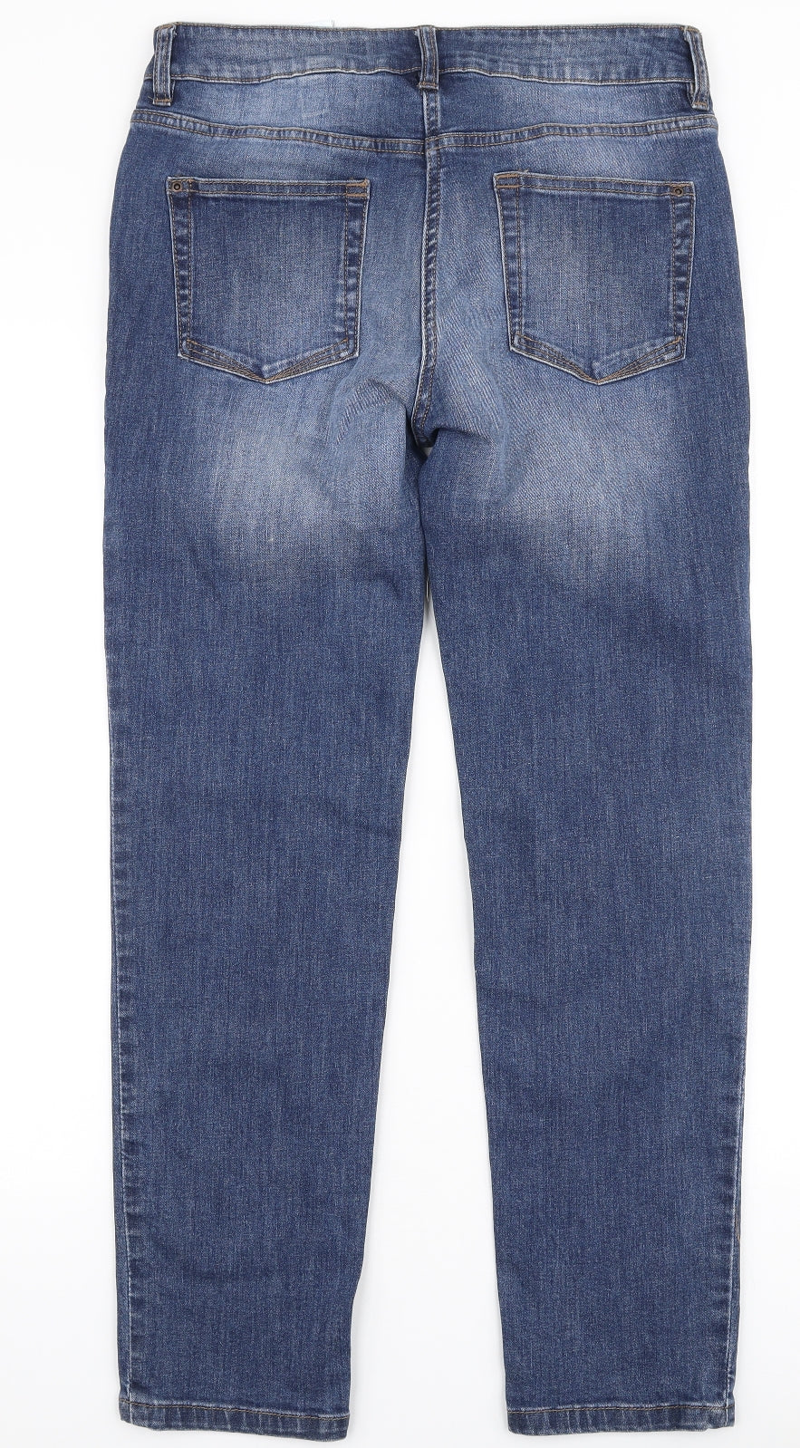 NEXT Womens Blue  Cotton Straight Jeans Size 10 L28 in Slim Button