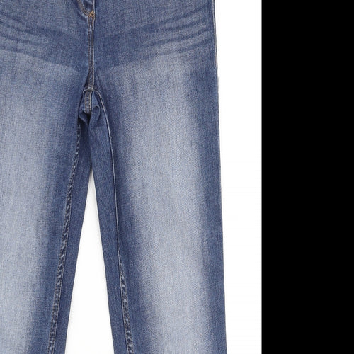 NEXT Womens Blue  Cotton Straight Jeans Size 10 L28 in Slim Button