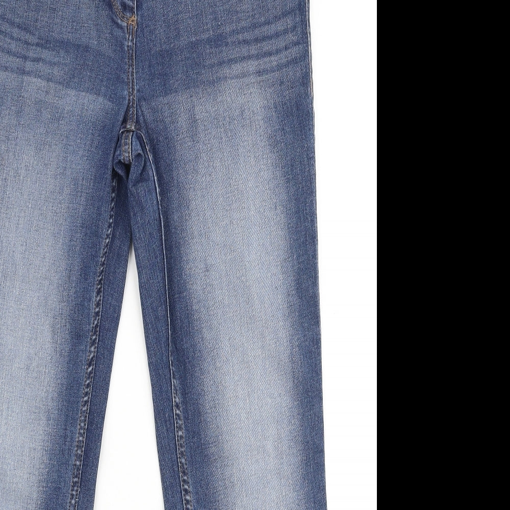 NEXT Womens Blue  Cotton Straight Jeans Size 10 L28 in Slim Button