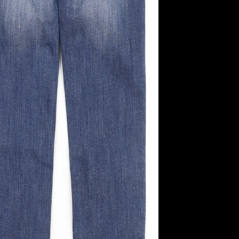 NEXT Womens Blue  Cotton Straight Jeans Size 10 L28 in Slim Button