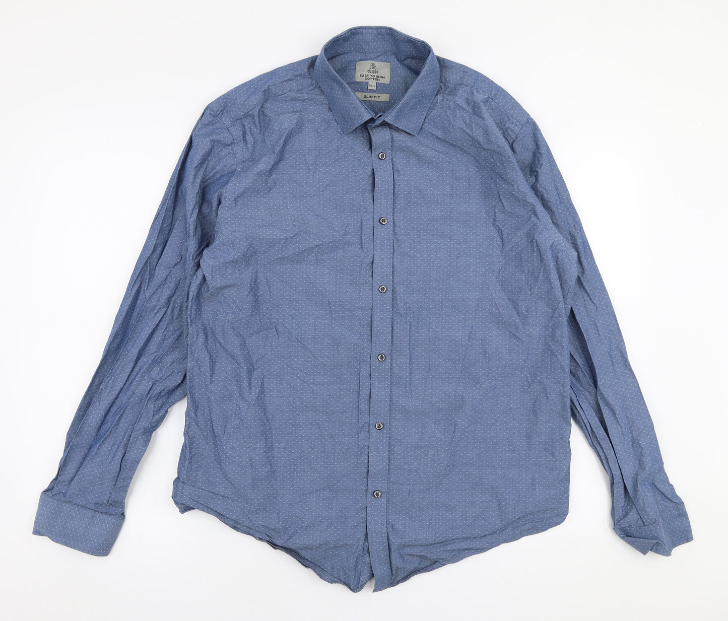 Taylor & Wright Mens Blue  Cotton  Button-Up Size 16.5 Collared Button