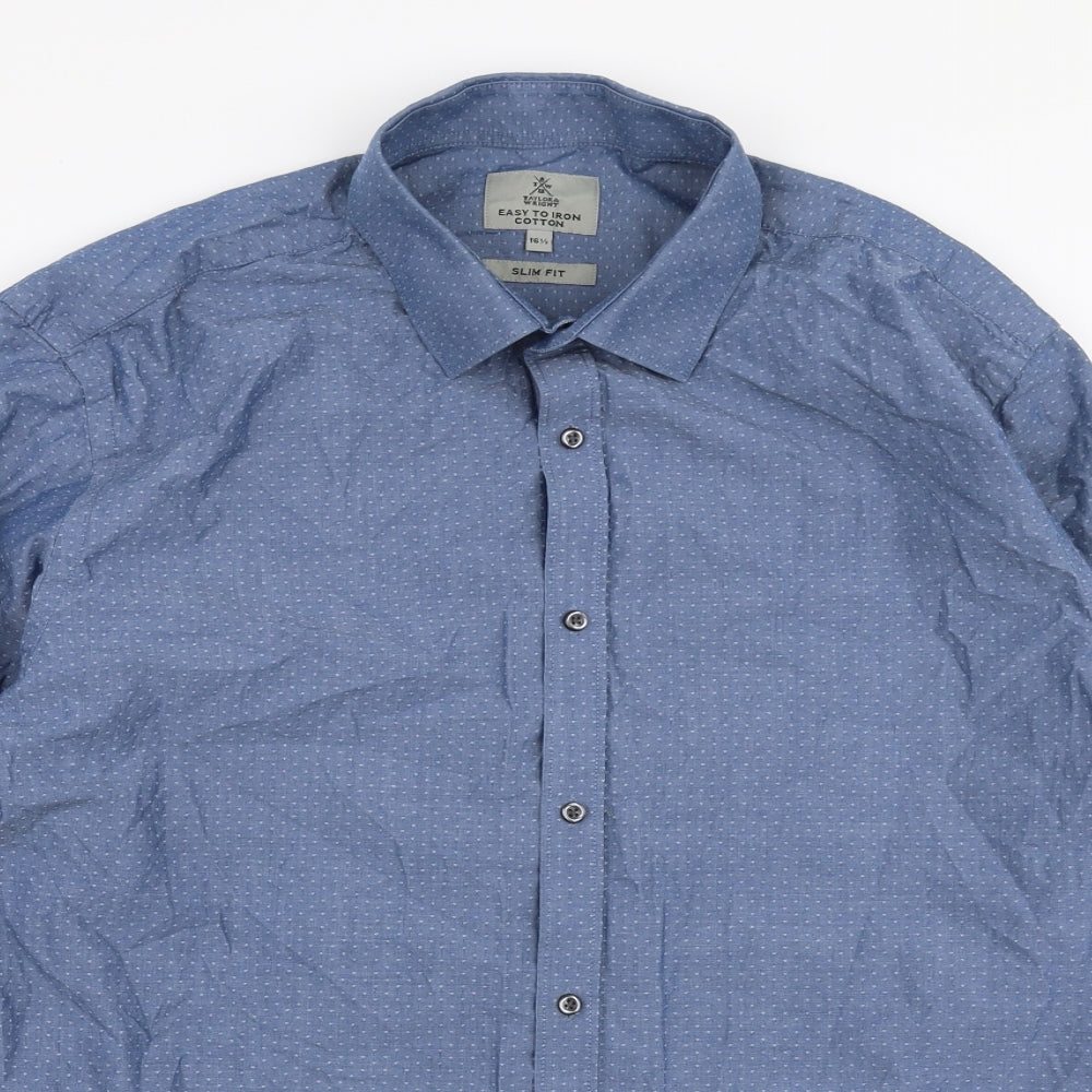 Taylor & Wright Mens Blue  Cotton  Button-Up Size 16.5 Collared Button