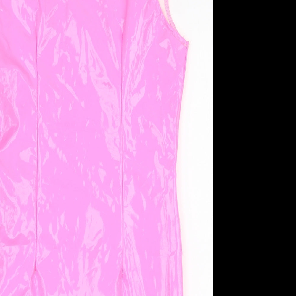 SheIn Womens Pink  Cotton Bodycon  Size S  Round Neck Zip